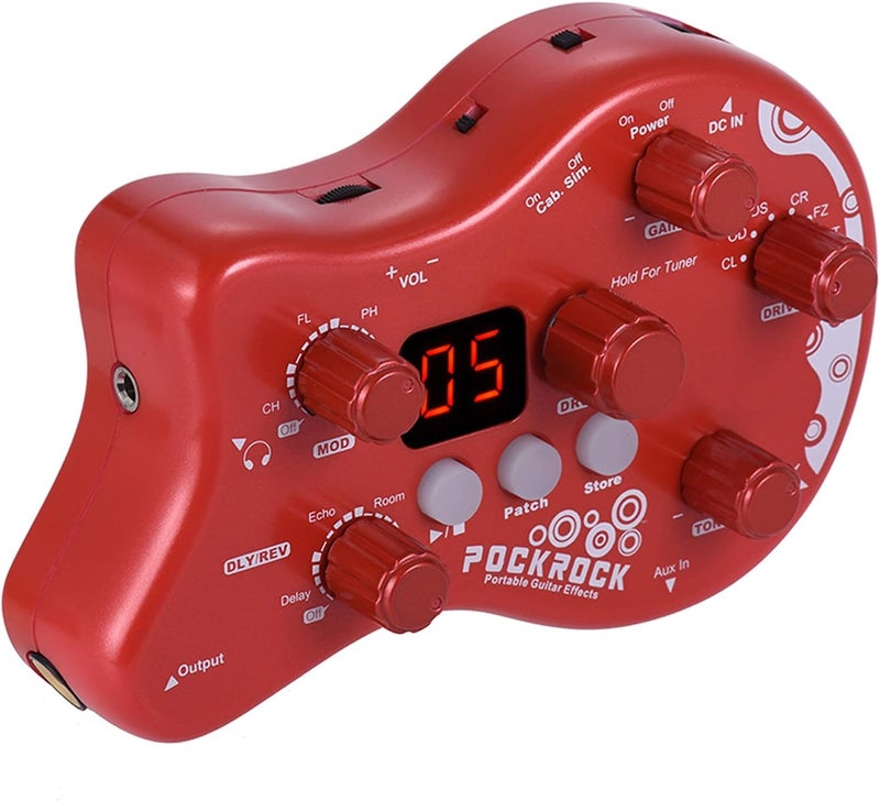summina Distortion Pedal Guitar Multi-effects Processor Effect Pedal Guitar Effects Pedal 15 Effect Types 40 Drum Rhythms Tuning Function with Power Adapter (red) - Image 1